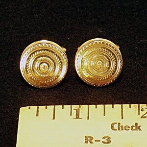 Round Gold Tone Cuff Links